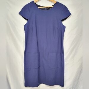 Theory Corta Ivona blue Cap Sleeve Sheath dress with pockets